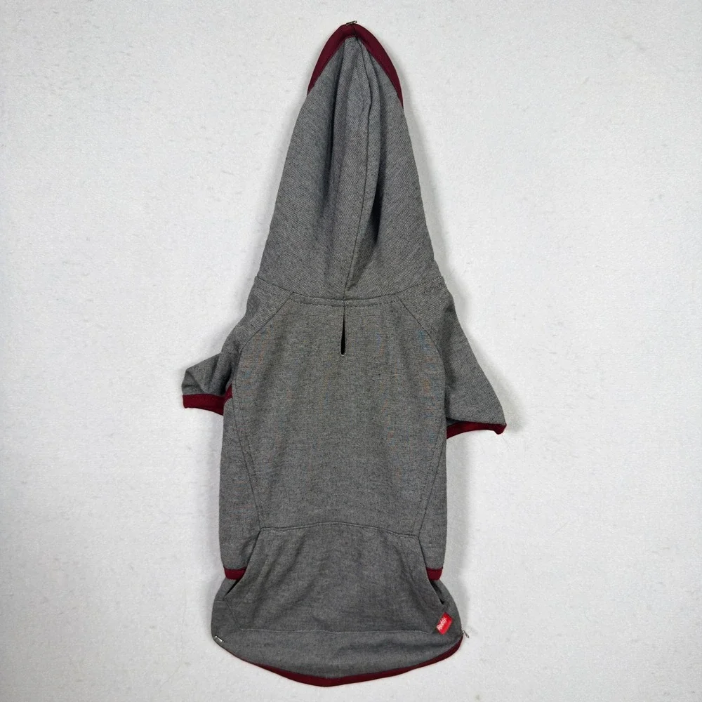 Reddy Dog Hoodie NWOT Sweatshirt Gray Burgundy Fleece Lined Pet Jacket Small
